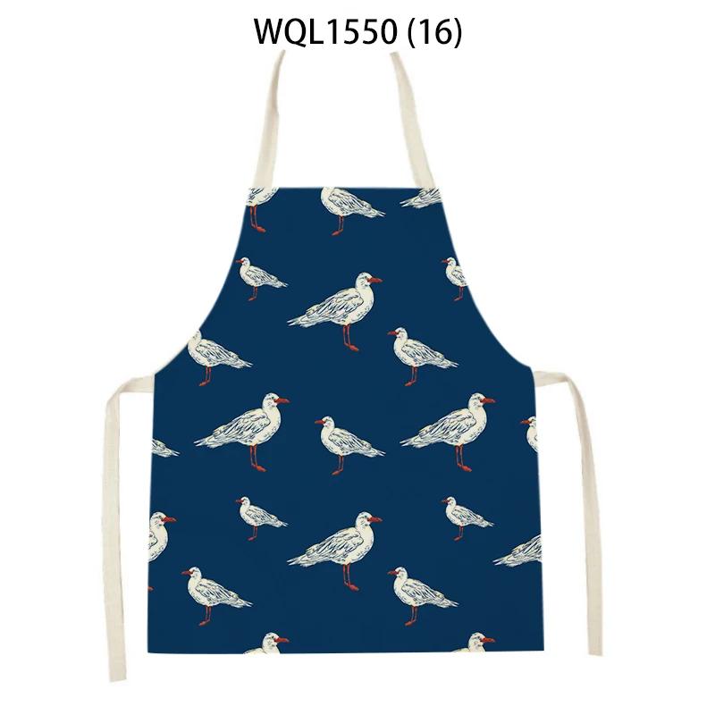 Lovely Seagull Lighthouse Patttern Sailboat Aprons Adult Kids Kitchen Aprons for Home Cooking Baking Cleaning Tool Adult Bibs