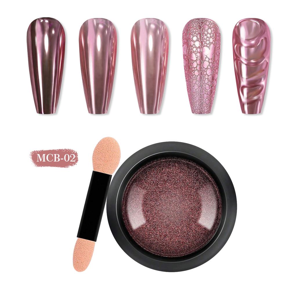 Nail Art Titanpulver, Spiegelmehl, einfarbig, galvanisch, magisches Spiegelpulver, Nail Art Glitter Mcb Set