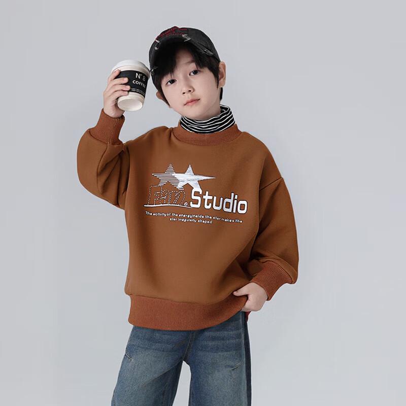 YOUYOUTONGHUA Boys Fleece Lined High-Neck Thermal Sweatshirt 120/60