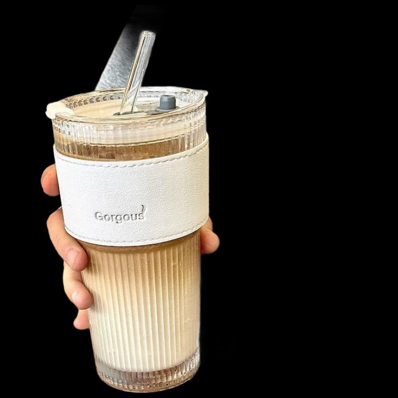 Shangqi Vertical Stripe Bamboo Glass Straw Cup