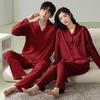 Wedding Couple Red Pajamas Set - Autumn Winter Pure Cotton Long Sleeve Homewear for Him & Her