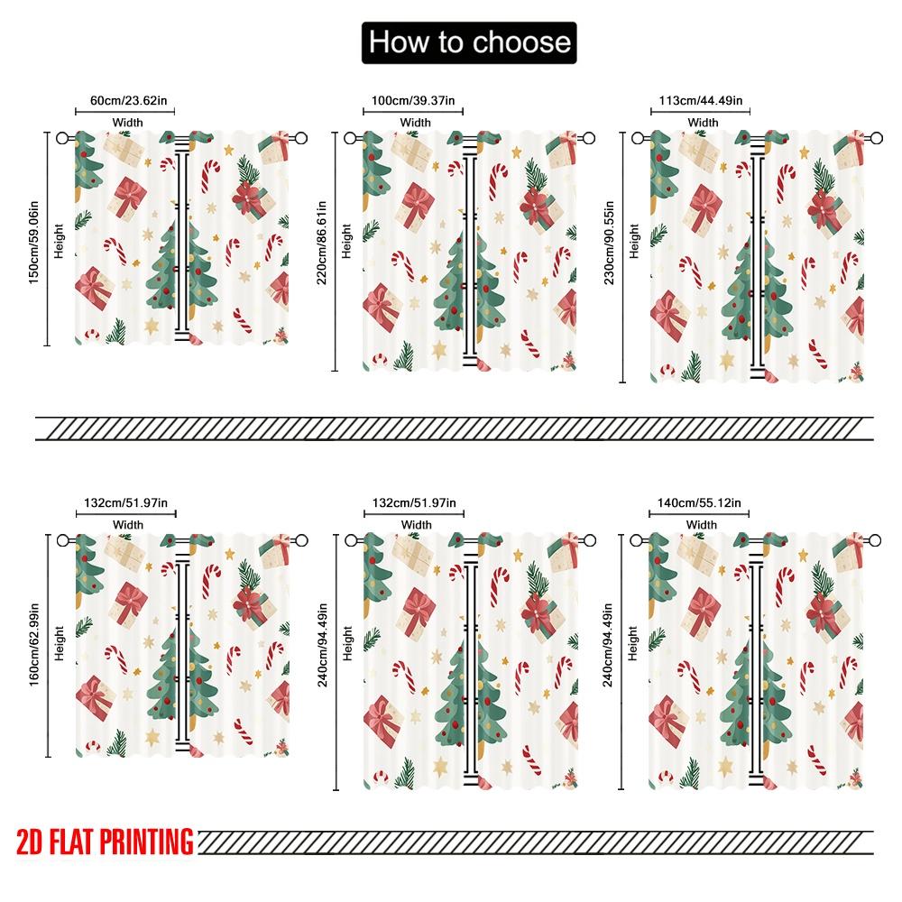 2pcs,2D Plane Printing Contemporary Curtains Christmas Tree Candy Cane Stars (2) Polyester (without Rod) Decorations Inside