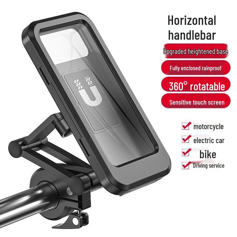 Shockproof Waterproof Magnetic Phone Holder for Scooter & Motorcycle - Rainproof & Adjustable, Ideal for Food Delivery Riders.