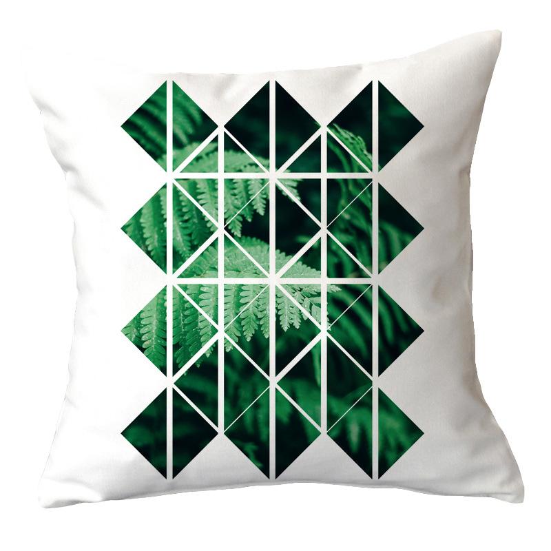 Office Chair Cushion Home Pillow Case Ins Plush Printed Pillow Case Green Plant Nordic Style Pillow