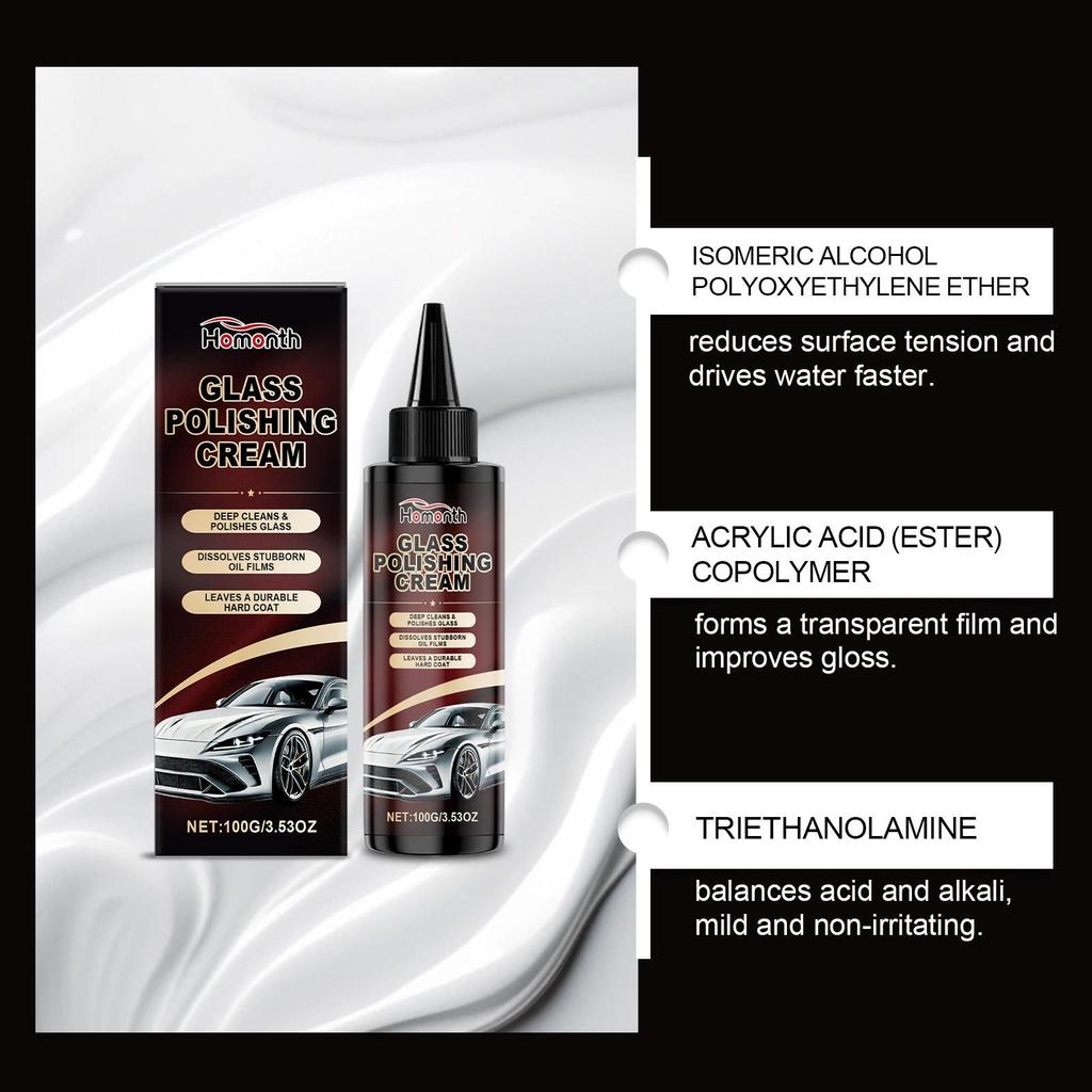 Homonth Car Glass Care Kit - Car Glass Cleaning, Stain and Oil Film Removal, Glossy and Clear Renovation 1 set