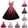 Women's Valentine's Day Love Heart Print Sexy Off Shoulder Vintage Dress