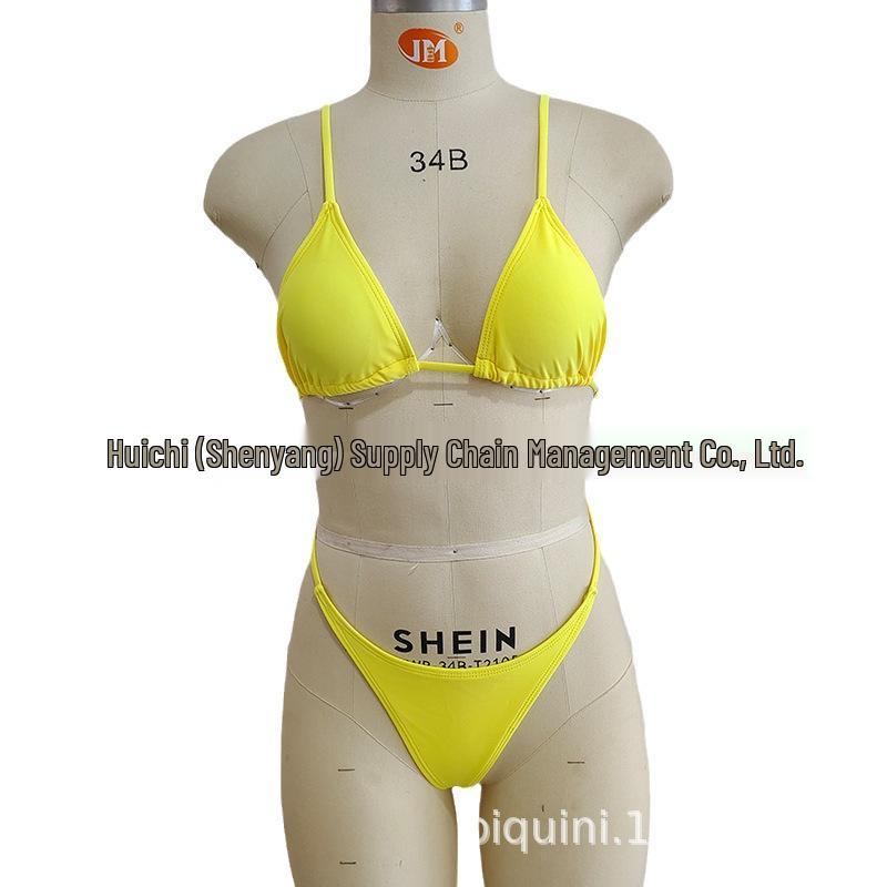 European & American Sexy Split Swimsuit - Women's Solid Color Bikini