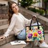 Boho Floral Print Casual Canvas Tote Bag Reusable Lightweight Women Daily Handbag