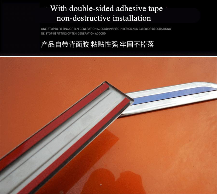 2Pair Universal Stainless Steel Car Side Body Fender Trim Decoration Chrome Blue