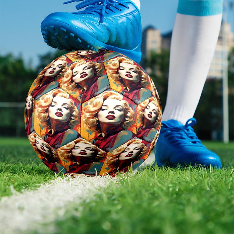 Marilyn Monroe Print Size 5 Soccer Ball, PU Wear Resistant Football for Match Training and Daily Practice, Birthday Gift for Soccer Fans