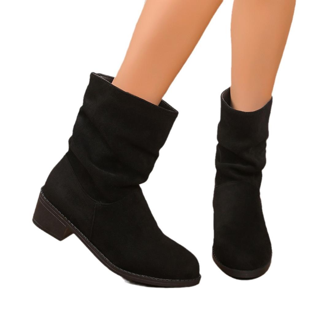 Pile boots women's autumn and winter new boots women's Maillard temperament versatile short boots