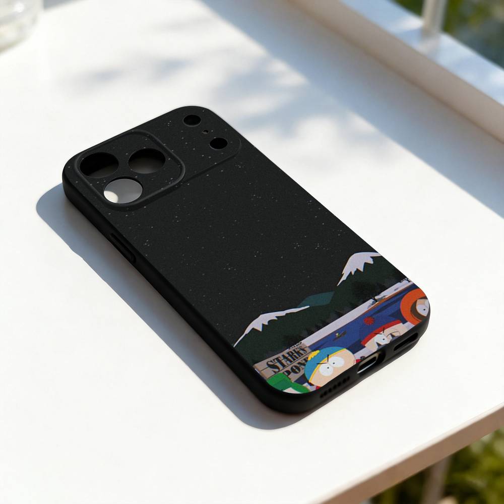 

Funny S-South-P-Park Cartoon Phone Case For iPhone 17,16,15,14,13,12,11,Pro,Max,Plus,E,SE4,Air,Mini Black Precise Hole Matching iPhone16pro