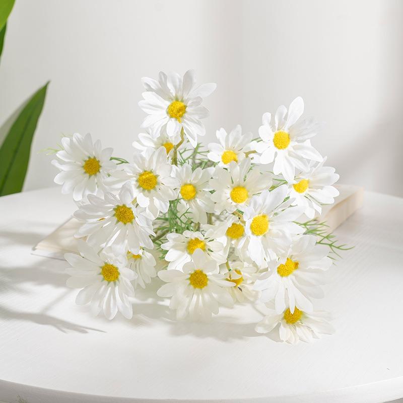 1/5Pcs White Daisies Artificial Flowers Bouquet Fake Flowers Garden Home Room Decor Party Wedding Decoration DIY Vase Ornament