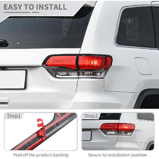 JeCar Tail Light Cover Bezel Trim for Jeep Grand Cherokee 2014-2020 Accessories (4 Pcs Black)