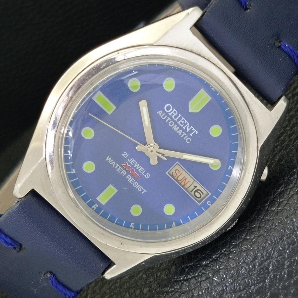 VINTAGE ORIENT AUTOMATIC 48741 JAPAN MENS BLUE COLOR DIAL WATCH a700637-5 R204-a700637