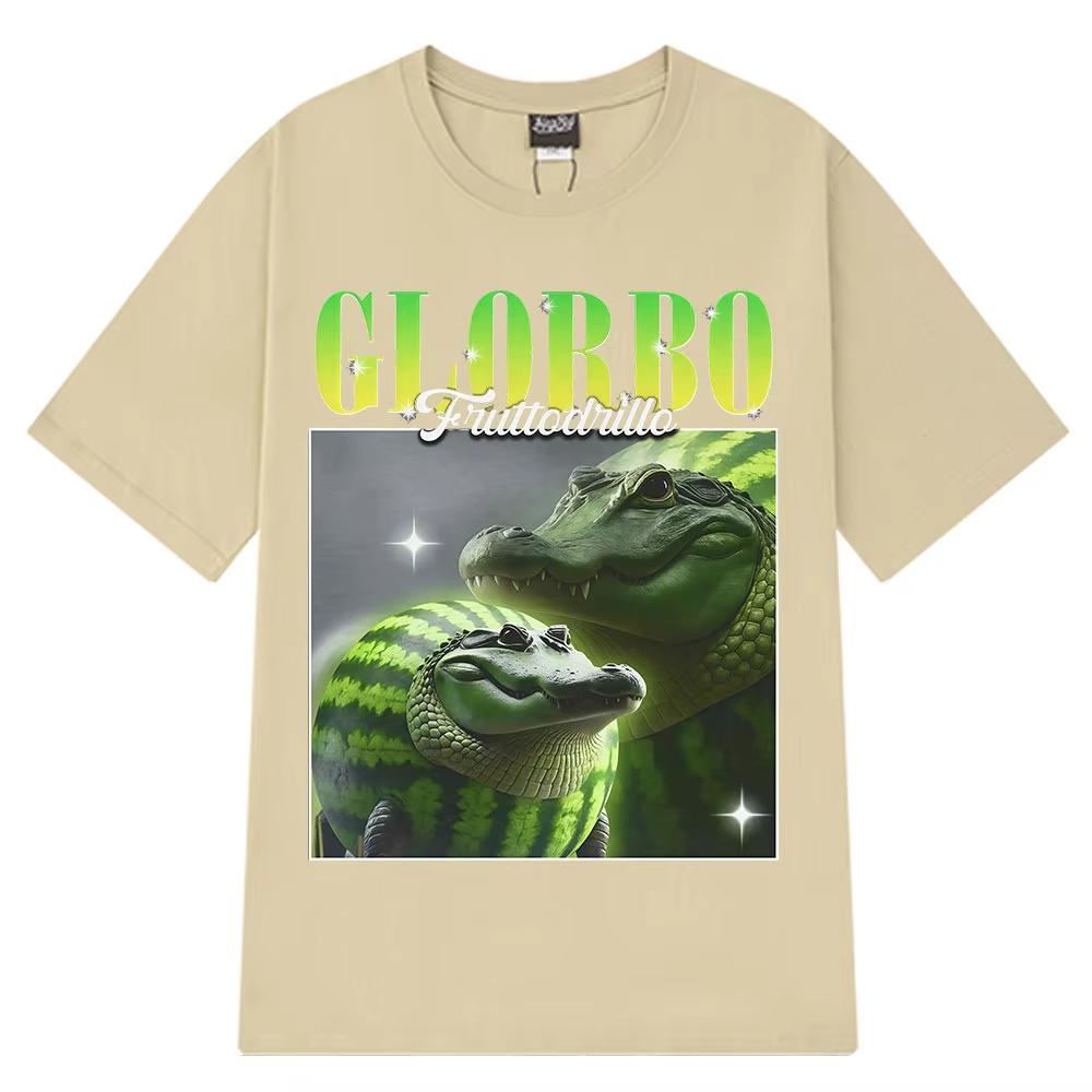 

Glorbo Fruttodrillo Funny Italian Brainrot Meme Graphic T Shirts Men Women Clothing Hip-hop T Shirt High Quality Cotton T-shirts 4XL