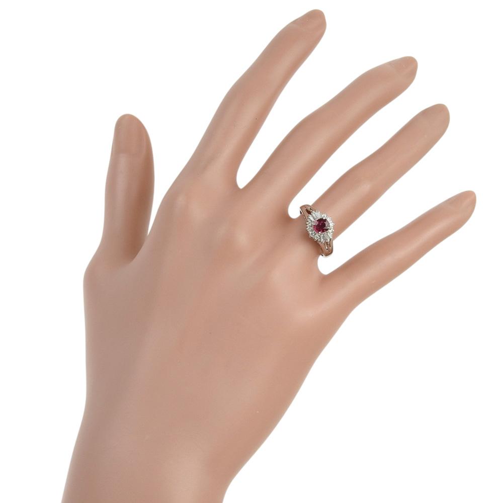 Ring Pt900Platinum/Ruby/diamond #5.1(US Size) 4.9g Women Used