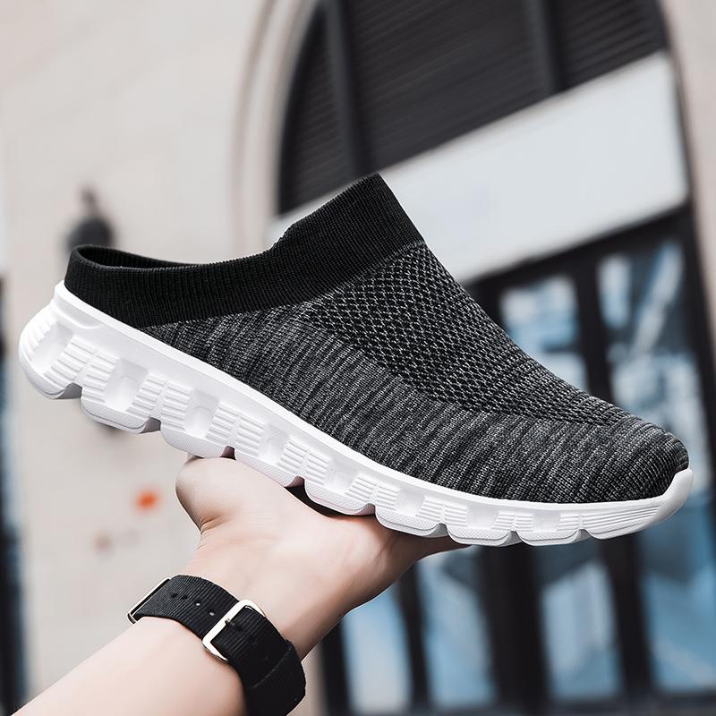 Fashion New Unisex Cross-border foreign trade spring and autumn large size couple flying woven socks shoes a pedal half slippers 35-48