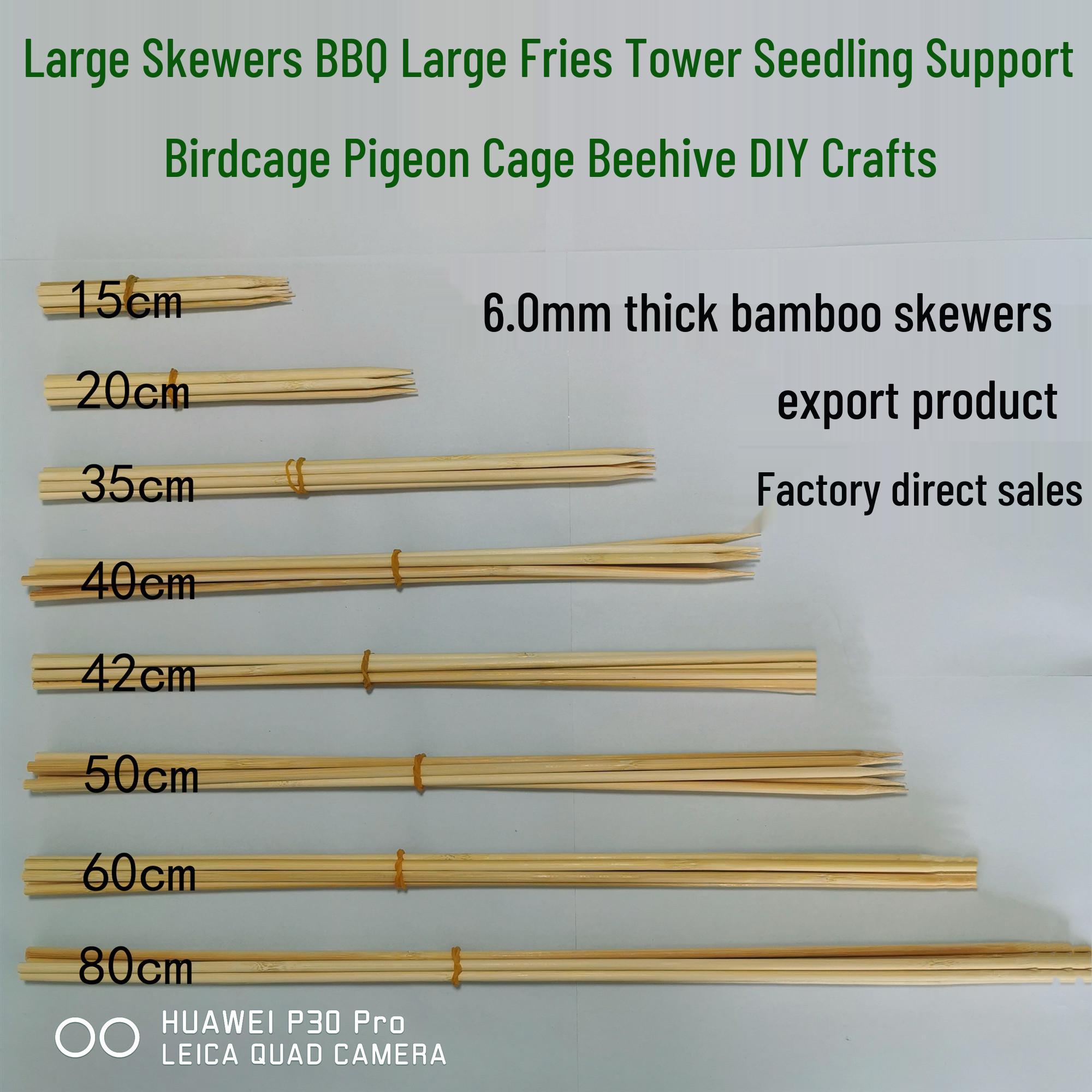 

Large Thick 6mm Bamboo Skewers for Potato Tower, Lamb, Pigeon Coop, and Beehive Barbecue Flat 6.0mm*70cm=10 pieces