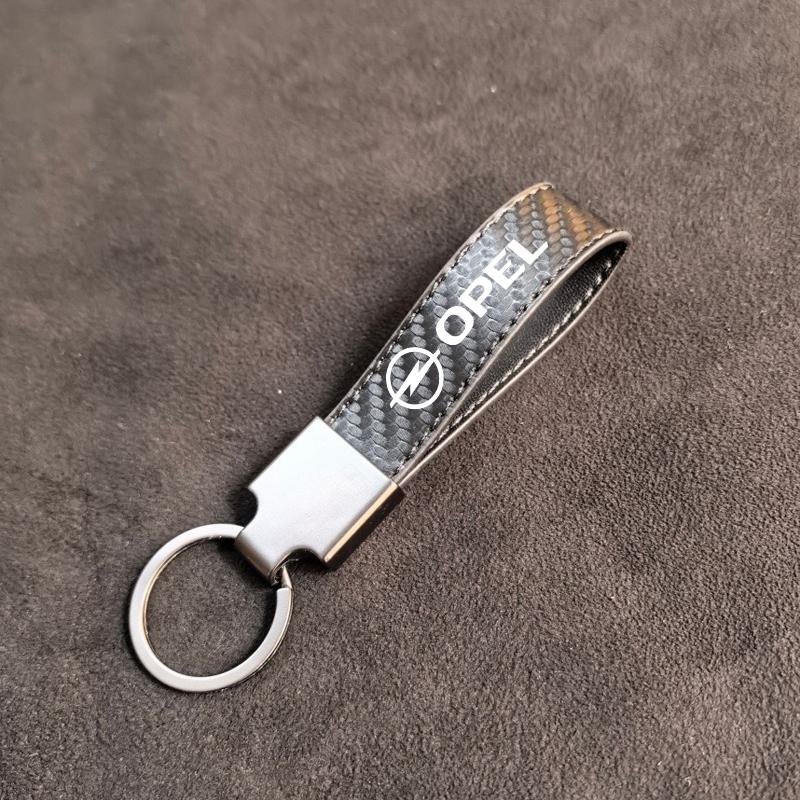 Carbon Fiber Car Keyring Keychain Luxury Leather Key Chain Pendant For Opel Antara Astra Insigni Mokka Corsa Mokka Vectra Opc