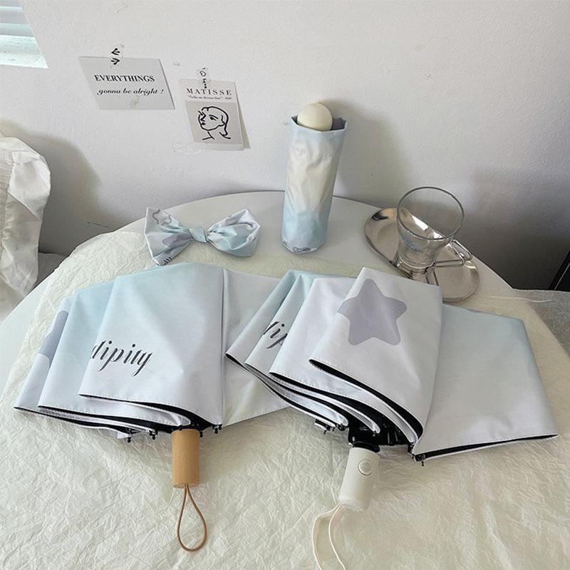 Gradient Star Black Glue Sunscreen Fully Automatic Umbrella Rain and Rain Dual Use Women's Sunshade Umbrella Portable Umbrella