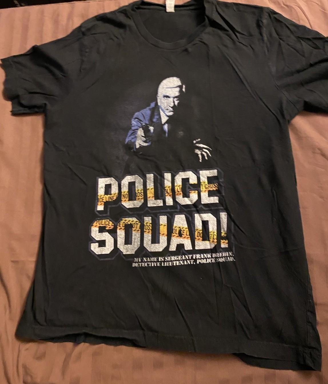 Police Squad Frank Drebin Funny Shirt Mens Size XL Black Unisex T-Shirt XXL