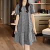 ZANZEA Women Casual Round Neck Grid Print Summer Short Sleeve Dress