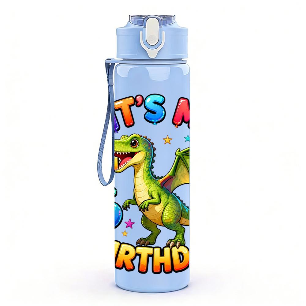 1PC It Is My 6th Birthday Dragon Splash 750ml Color Plastic Water Bottle Leakproof Flip Straw Lid For Sports Office Home Use