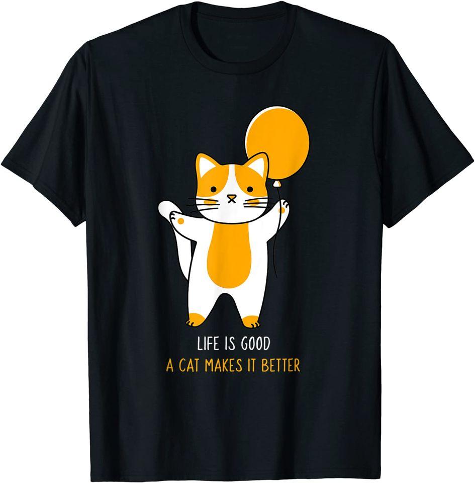 

Милый рыжий кот Жизнь хороша Кот делает ее лучше Смешная футболка Классическая футболка 4XL