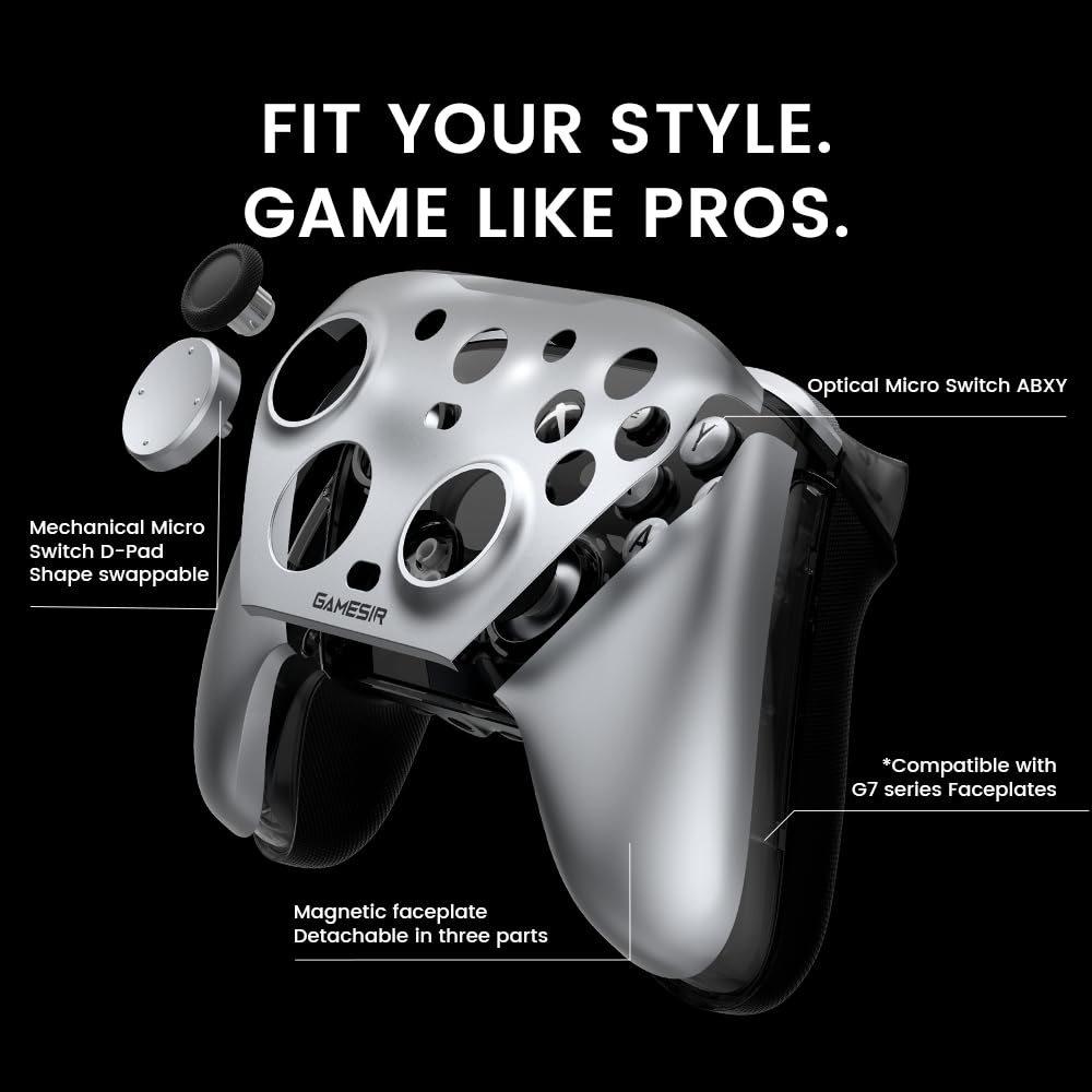 GameSir G7 Pro Wireless Game Connection Compatible with Xbox Series Hall Effect TMR 1000Hz Polling Gyro Audio Licensed by Metallic Silver Controller,