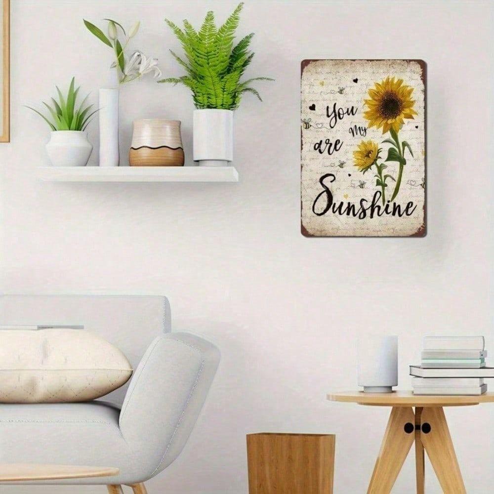 Metal Wall Art Vintage Boho You Are My Sunshine Sunflower Poster for Living Room