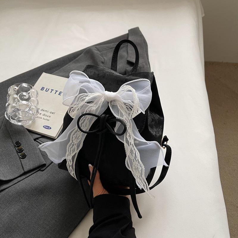 Ballet style bow backpack bag women 2025 new trendy Korean backpack cute portable shoulder bag schoolbag