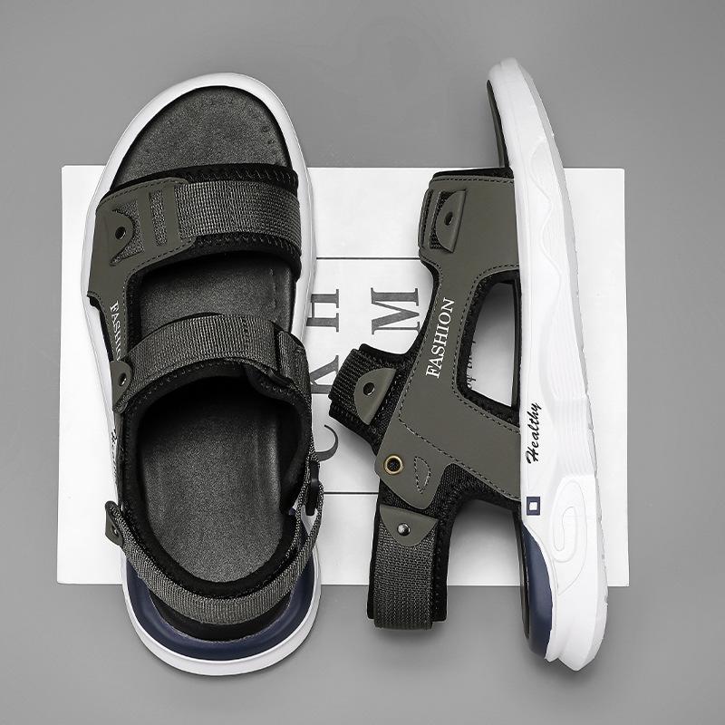

Men s sandals 2024 summer new versatile casual driving cool slippers outdoor non-slip wear-resistant sports beach shoes 44 сірий колір