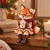 Layered Knit Texture Statues Christmas Animal Shelf Sitter Figurine, Woodland Statue with Mug, Dangling Leg Charming Seasonal Home Accessories Mantel