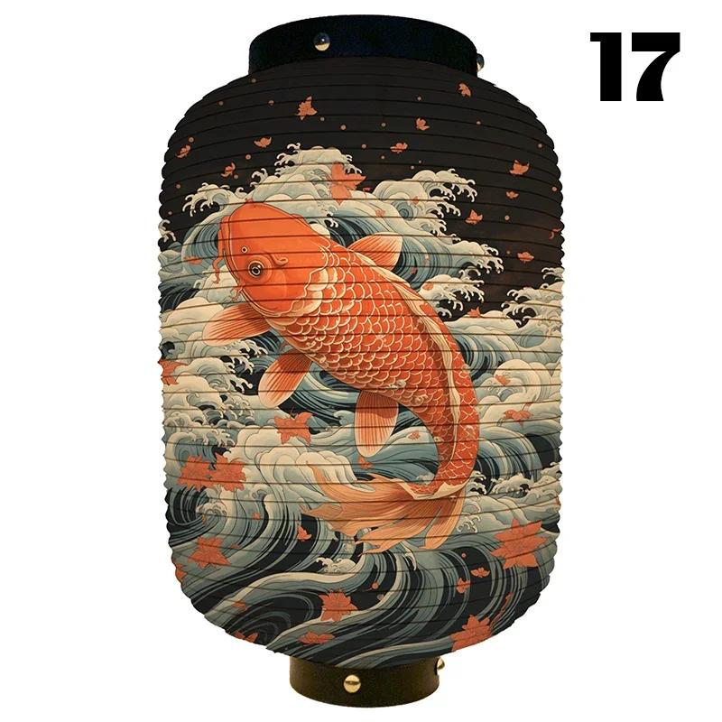 

Color Koi Print Japanese Traditional Lantern Ukiyo-e Art Style Izakaya Restaurant Lantern New Year Decor Chandelier Lamp Shade 20x35cm