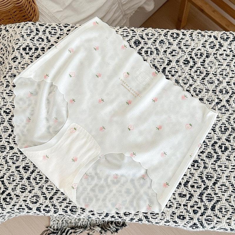 Damunderkläder Jordgubbsmönster Isilke Trosor Snabbtorkande Sömlösa Höftlyft Medelhöga Trosor