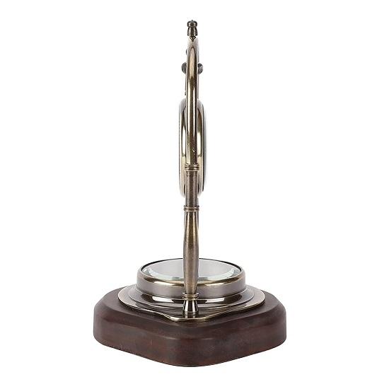 Antique Brass Nautical Vintage Style Table Clock with Wooden Base