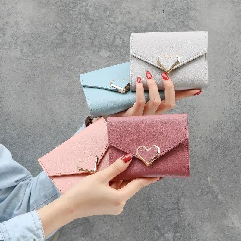 Новые короткие женские кошельки в форме сердца — фото 3