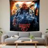 Group of Characters with Supernatural Themes, Centered Around a Red Figure. Patterned Tapestry for Bedroom and Living Room Home Decor