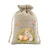 Egg Hunt Easter Favor Bags Linen Fabric Assorted Patterns Reusable Design For Candy Gifts Drawstring Candy Pouches