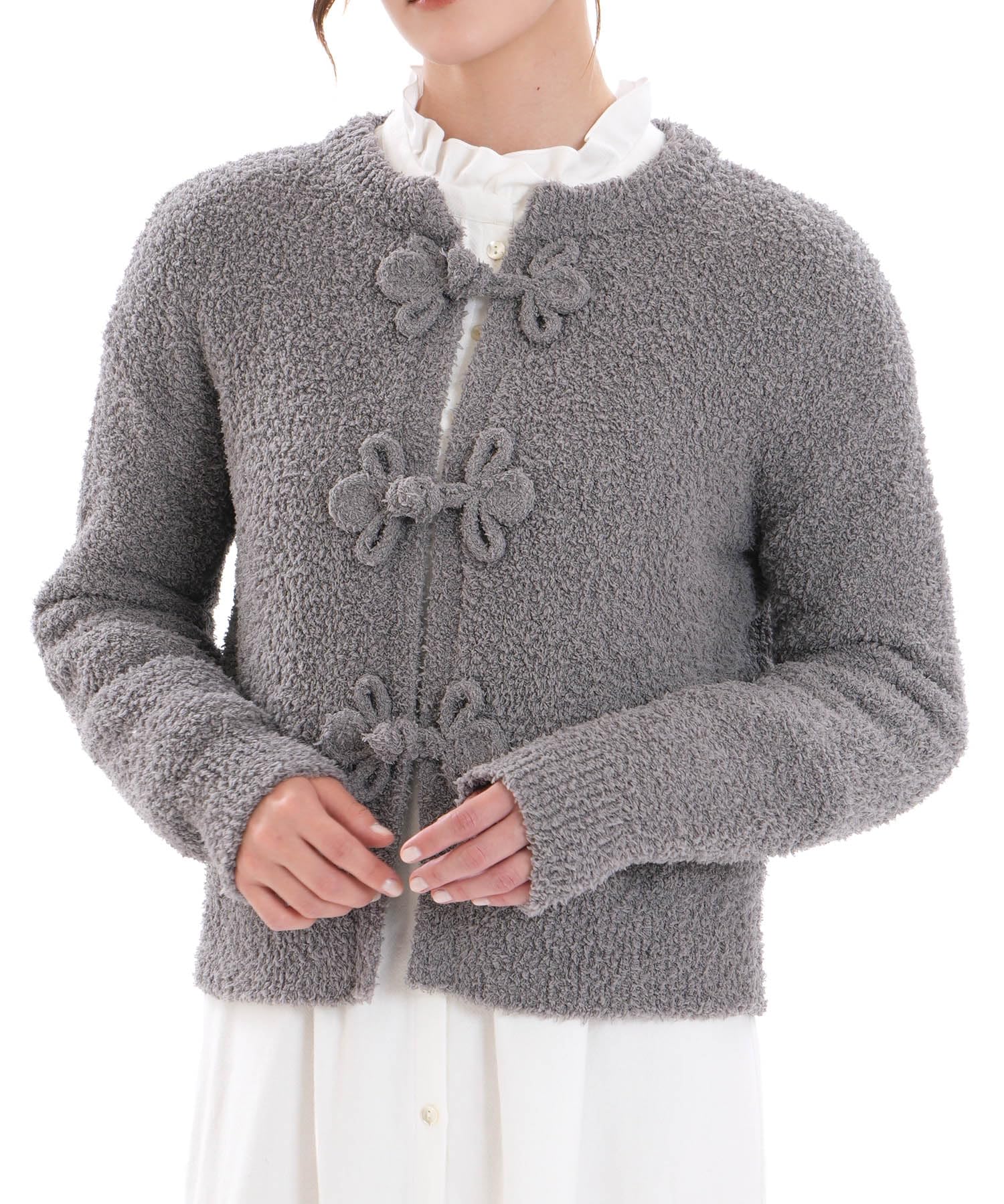 

Narue Mall Knit Noel Ribbon Cardigan Pajama Gray Women s Top, серый