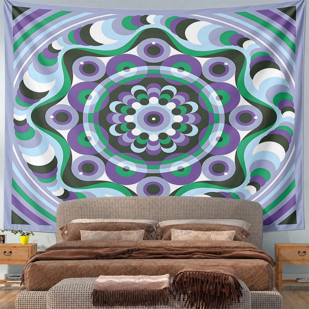 Abstract Geometric Mandala Design Pattern Wall Hanging Tapestry Decorative Tapestry Home Decor for Bedroom and Living Room
