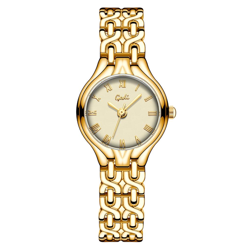 Old Money Style Retro Roman Small Gold Watch, Women'S Light Luxury Chain Quartz Watch, High-End Workplace Versatile Watch