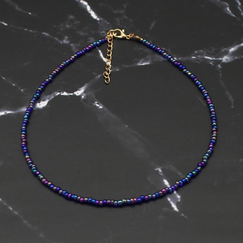 Bohemia Handmade Rainbow Seed Beads Simple Choker Necklace Women's Fashion Wild Sweet Colorful Collar Jewelry Gift