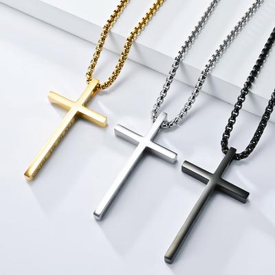 Titanium Steel Minimalist Cross Necklace Unisex Style Unisex Mens and Womens Pendant Sweater Chain Pendant