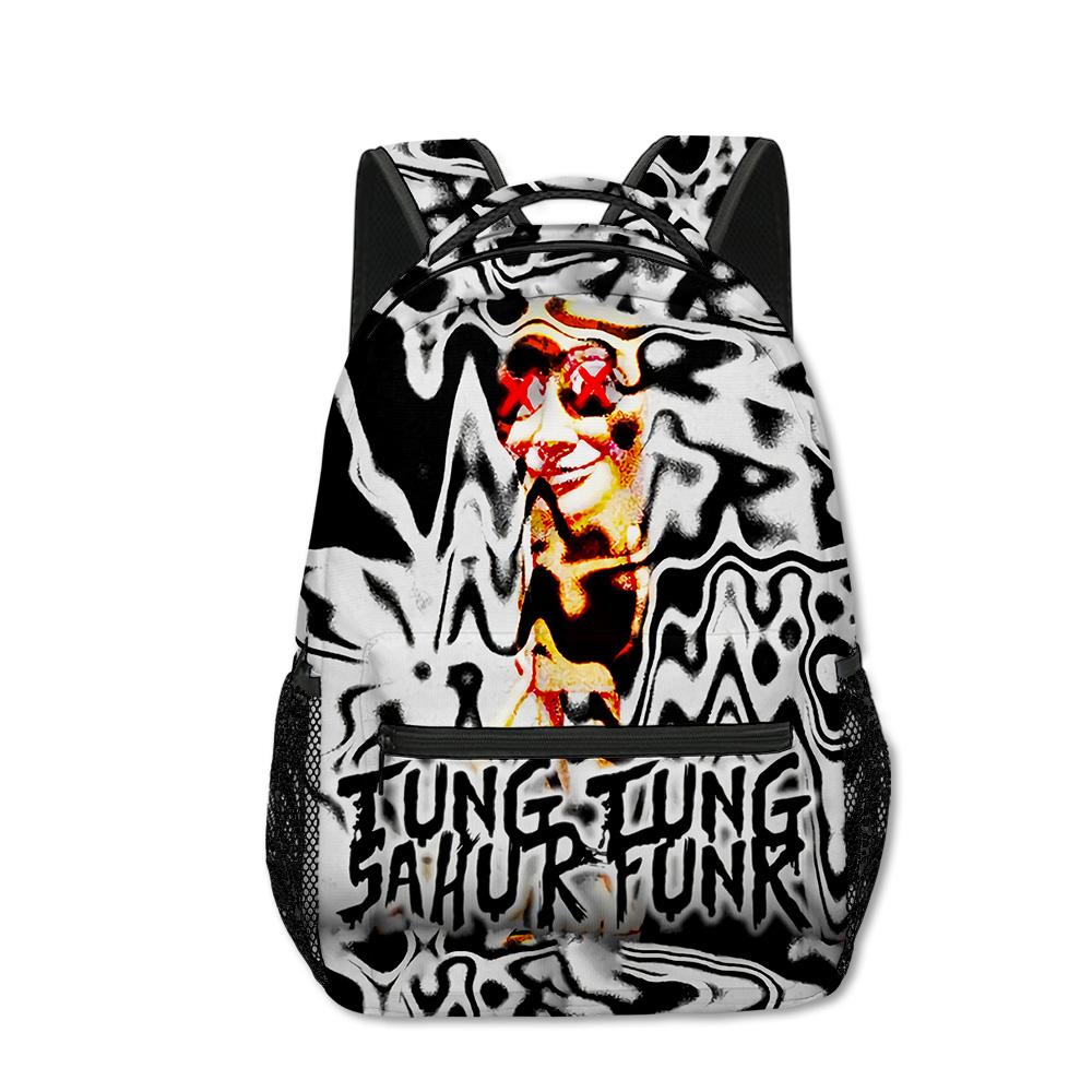 Trendy Popular Funny Tungtungtung Student Bookbag Notebook Backpacks 3D Print Oxford Waterproof Boys/Girls Travel Backpacks