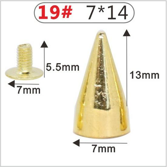 Punk Spike Alloy Bullet Rivet Horn Cone with Base Screw for Apparel, Bags, Shoes