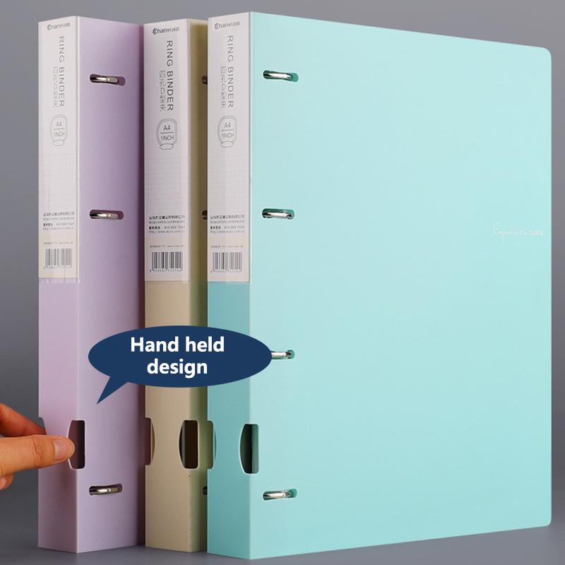 Portable 4-Hole D-Type Folder A4 Loose-Leaf Storage Folder Paper File Bag Students Test Paper Storage Office Management Supply