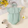 0-18M Neugeborenes Baby Mädchen Outfits Niedliche 3D Strick Blumen Sommerkleidung Säugling Fliegenärmel Bubble Strampler Stirnband Kleidung