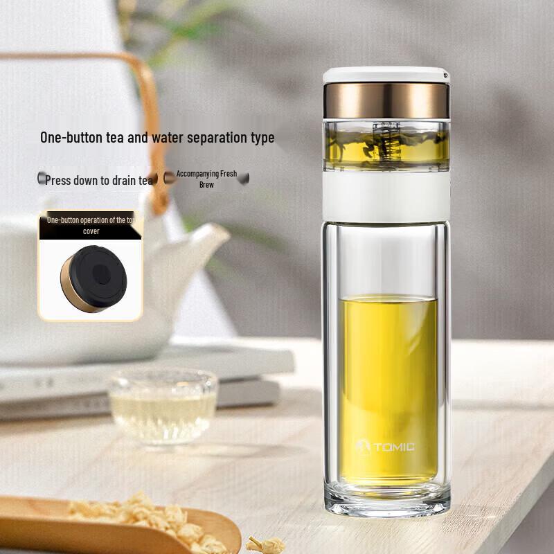 TOMIC TG80708 Double-Layer Glass Tea Infuser Bottle